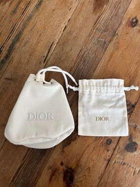 Dior Cream/White Drawstring Pouch Duo